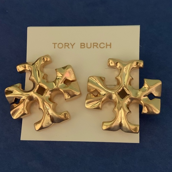 Tory Burch Exaggerated  Double T Golden ROXANNE Statement Earrings - Picture 7 of 11